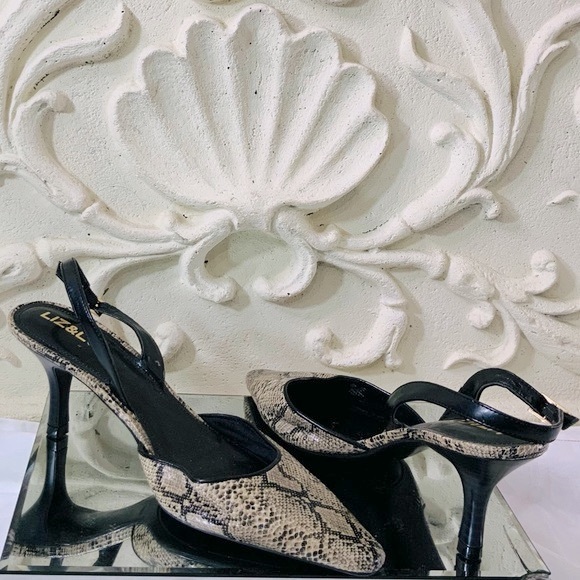 Escarpins Liz & Co à Bride Cheville - Taille 7.5, Noir Et Blanc, Talon 3.5 Pouces, Style Boho Rétro